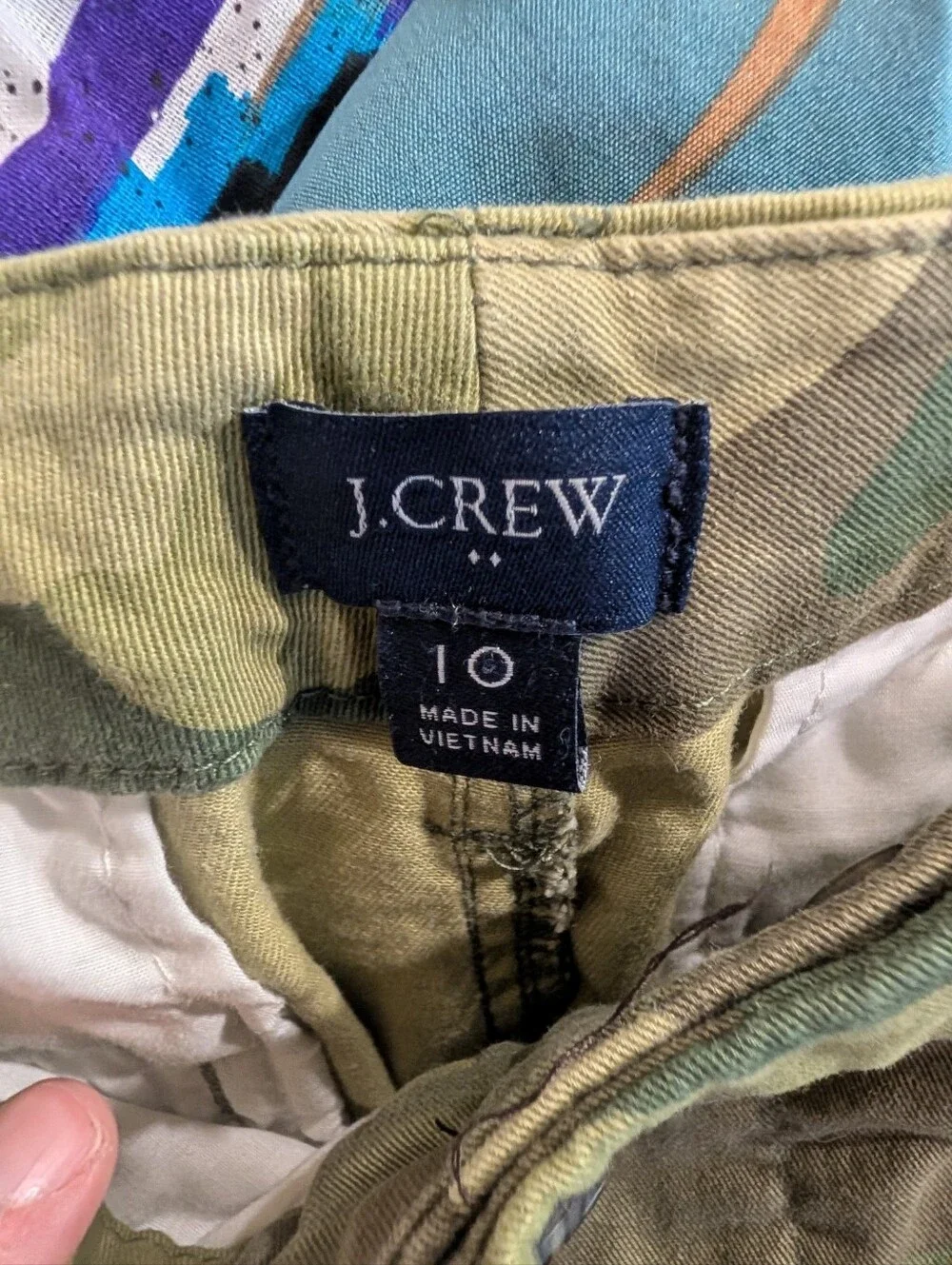 J.Crew Camo Chino Pants Women's Size 10 Green Military Print Stretch Straight
